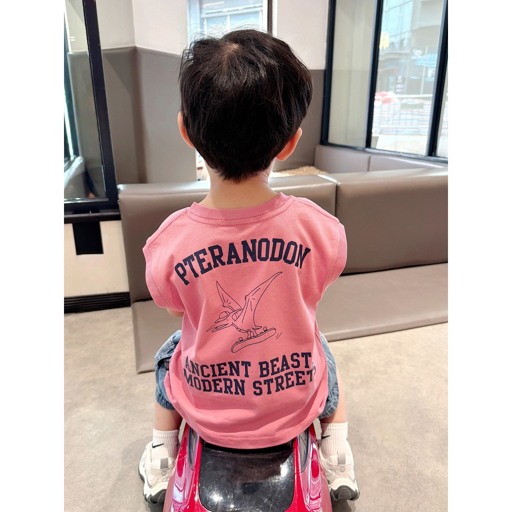 Dinossauro impressão ~ meninos puro algodão Micro-manga camiseta 2026 verão novo estilo crianças japonês em torno do pes