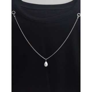 Feminino duas cabeças fivela roupas corrente de duas cabeças fivela colar corrente gota de água grânulo pingente camiset