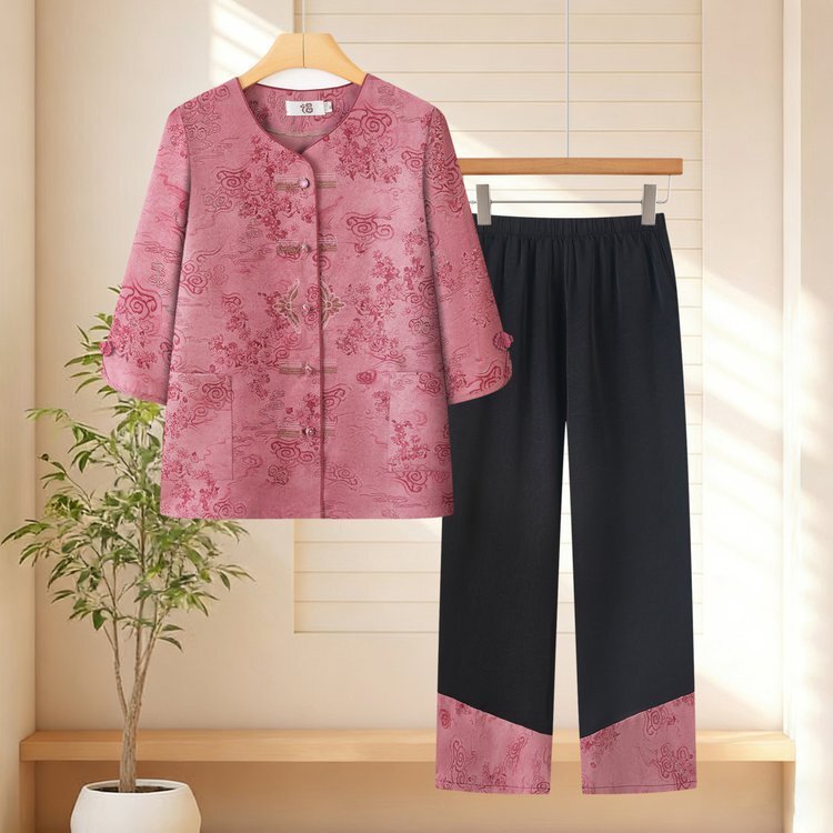 Roupas ternos roupas femininas idosas de meia-idade 2026 roupas de manga média para idosos roupas de mãe Tops