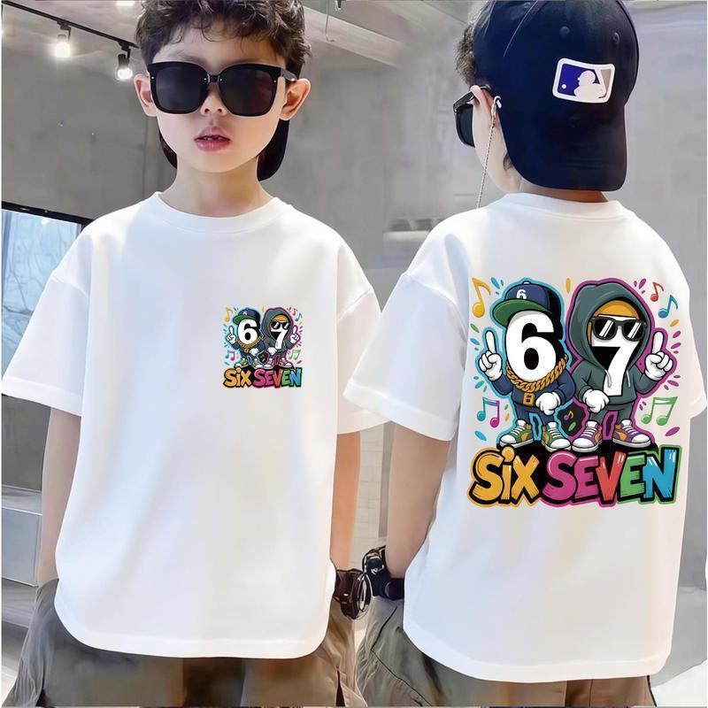 Camiseta Meme 67 Six Seven Camisa Estampada Crianças Streetwear Masculina Feminina Unissex 100% Algodão Envio Imediato