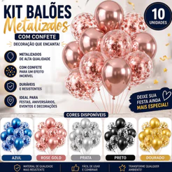 Kit Buquê de Balões Metalizados e Látex para Festa Aniversário Decoração