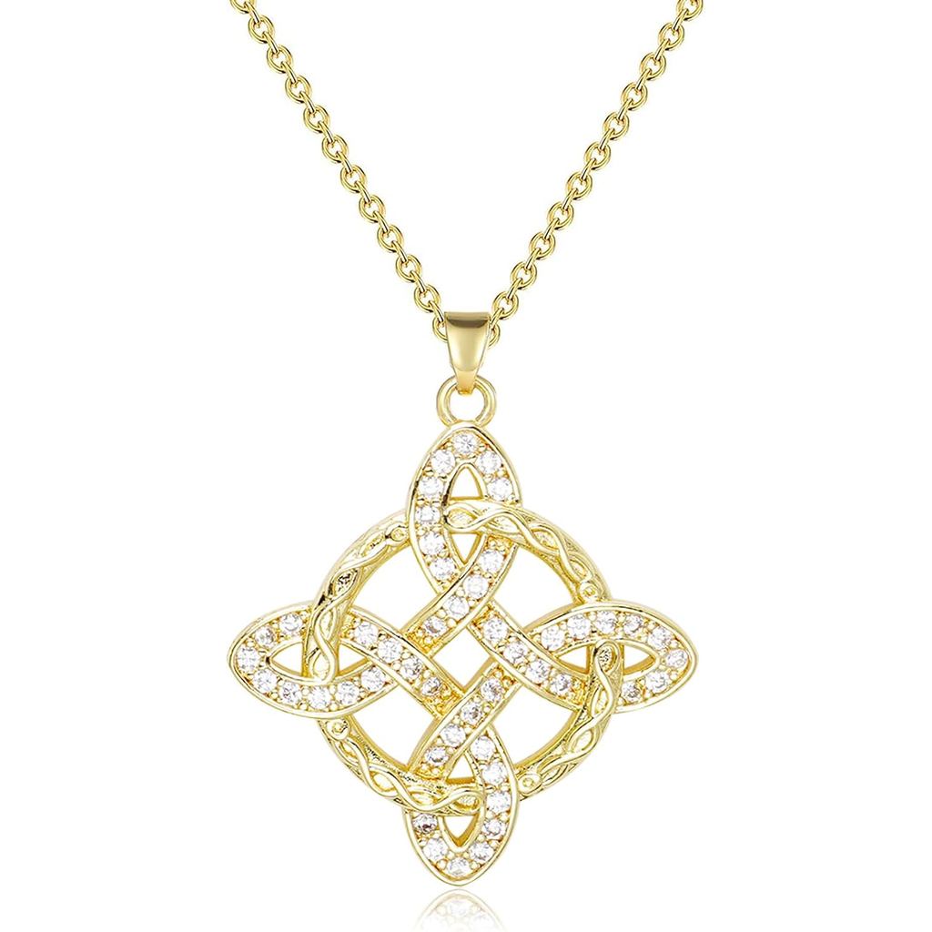 Colar com Pingente para Mulheres, Colares com Nó Celta, Colar com Nó de Bruxa em Ouro 18K