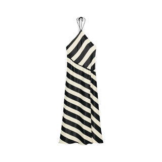 Novos produtos de verão vestido feminino listrado com gola halter 7484158