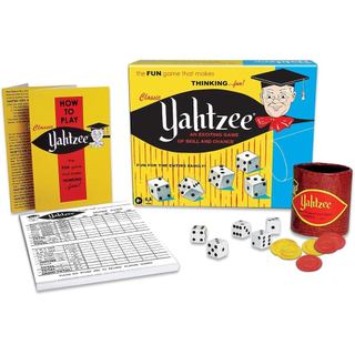 Yahtzee Clássico , Com Arte Retrô E Copo De Dados | Jogo Emocionante De Habilidade Chance