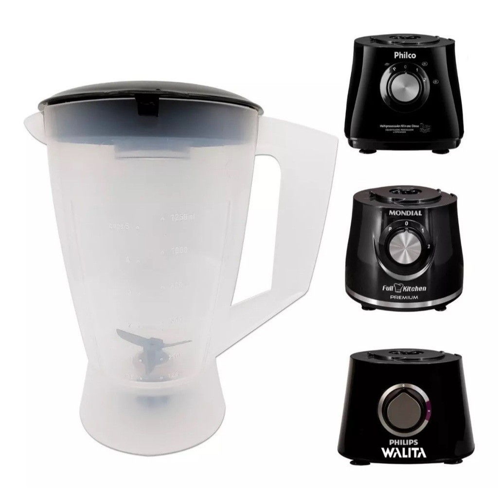 Copo Liquidificador Pro All In One 2 Walita Ri 7762 RI 7776 Mondial MP 07 MP 08 POWER CHOP 600W Multiprocessador