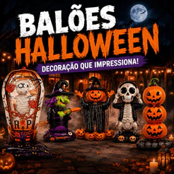 Balão Inflável Gigante Halloween Abóbora Esqueleto Aranha Bruxa com Base ou para Pendurar Decoração de Festa