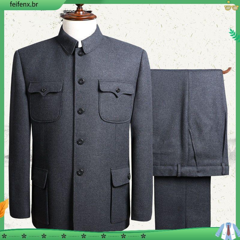 Zhongshan roupas masculinas de meia-idade ternos para idosos zhongshan roupas jaqueta para idosos roupas para idosos pri