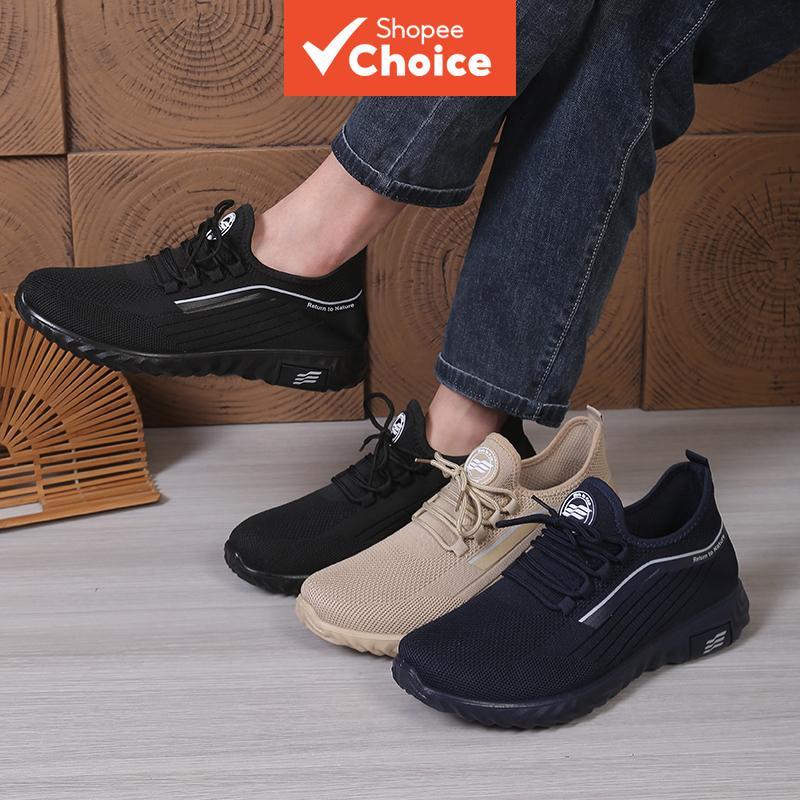 Tênis masculino respirável em tela, leve, confortável para caminhada, antiderrapante, com sola macia e design casual