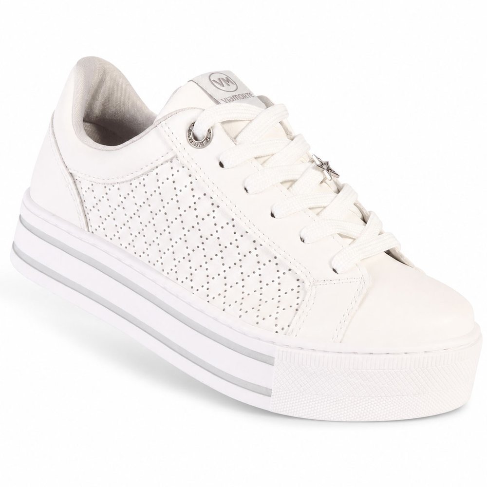 Tênis Feminino Casual Via Marte Anatômico Ultra Confortável Leve com Detalhes de Brilho Branco