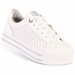 Tênis Feminino Casual Via Marte Anatômico Ultra Confortável Leve com Detalhes de Brilho Branco