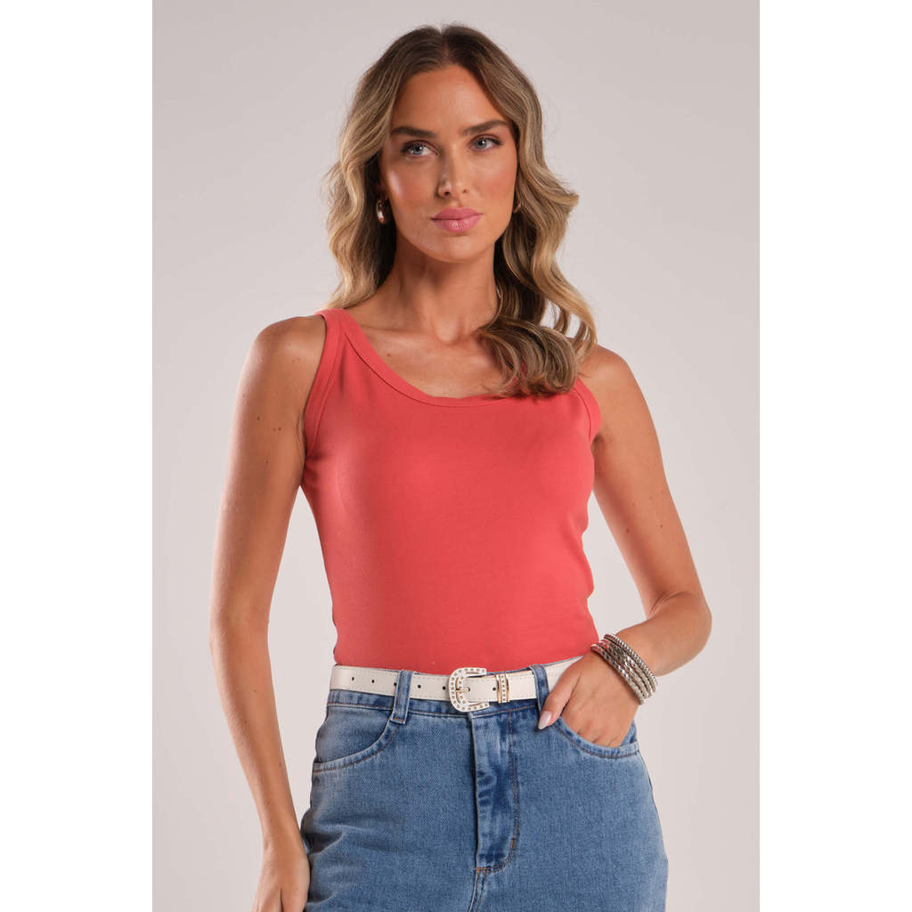 Regata Feminina Alças Largas Marialícia Vermelho