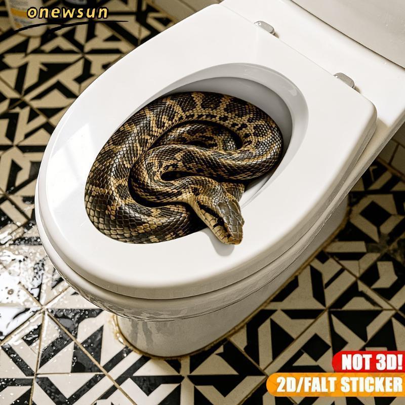 Criativo Brincadeira Cobra Decalque Do Toalete Realista Assustador Buraco Design Stier Para Banheiro Halloween Novidade