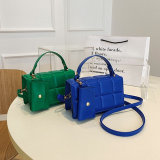 Bolsa feminina pequena, estilo verão 2022, moderna, de alta qualidade, verde com relevo Te VYEF