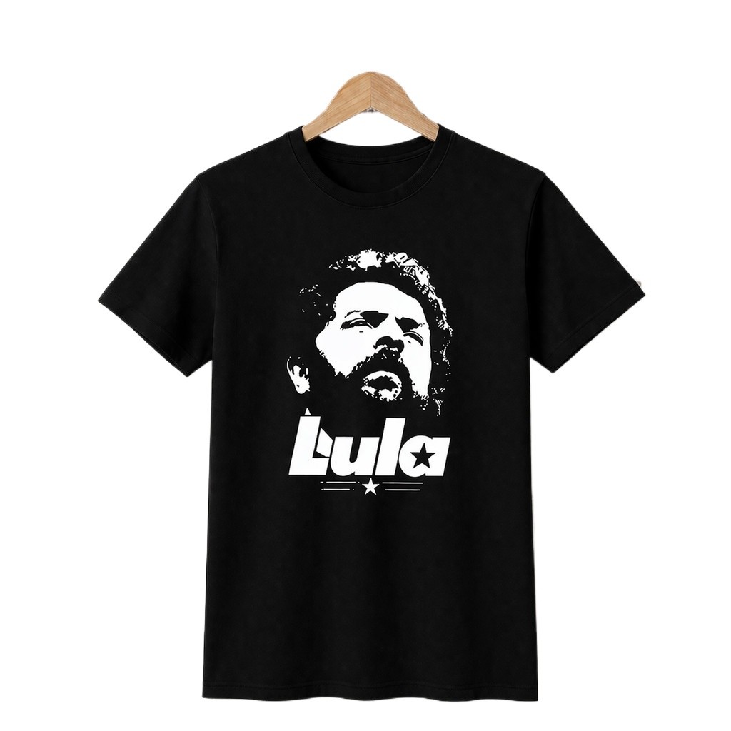 Camiseta Pt Camisa Lula Unissex Feminino Masculino Esquerda Partido dos Trabalhadores Lulinha Preto Branco e Vermelho — imagem 2 de 2