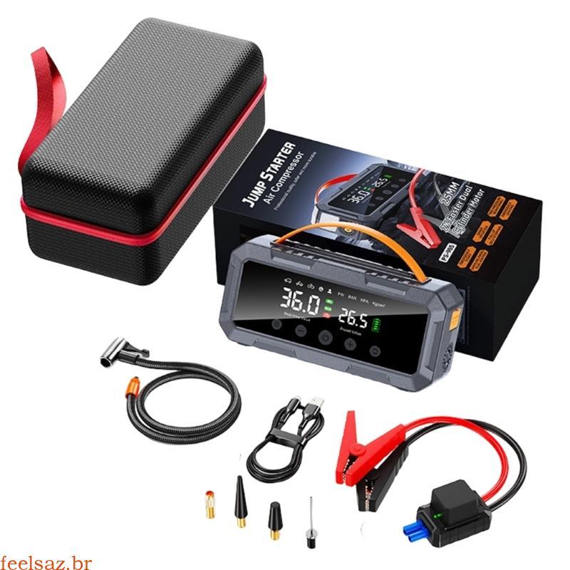 feelsaz Ferramenta Inflação E Suporte Pneus Display Pressão Digital Mangueira Integrada Corpo ABS Para Back