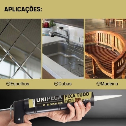 Cola Fixa Tudo Alto Poder Adesão Até Debaixo D'água Branca 400g UNIPEGA · foto 2