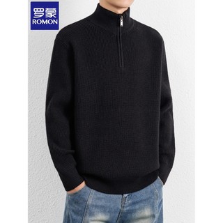 Suéter Lomon com zíper masculino outono inverno suéter americano preto quente gola alta suéter de malha masculino
