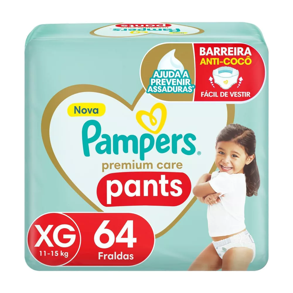 Fralda Pampers Pants Premium Care Tamanho XG 64 Unidades