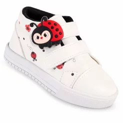 Tênis Infantil Menina Bee Happy Branco com Aplique de Joaninha