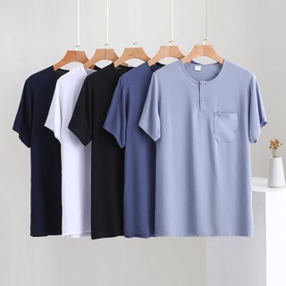 Homens algodão seda topo verão solto fino manga curta pijamas camiseta algodão Artificial casa Casual estilo chinês meia