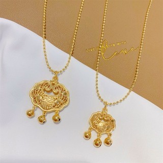 Areia ouro auspicioso nuvem fortuna personagem longevidade bloqueio colar simulação feminina cor de ouro método antigo p