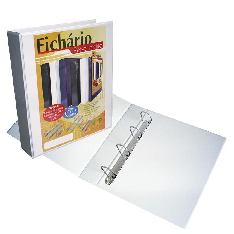 Fichário revestido com cristal A4 Branco 60mm 3364BR com 4 argolas ACP