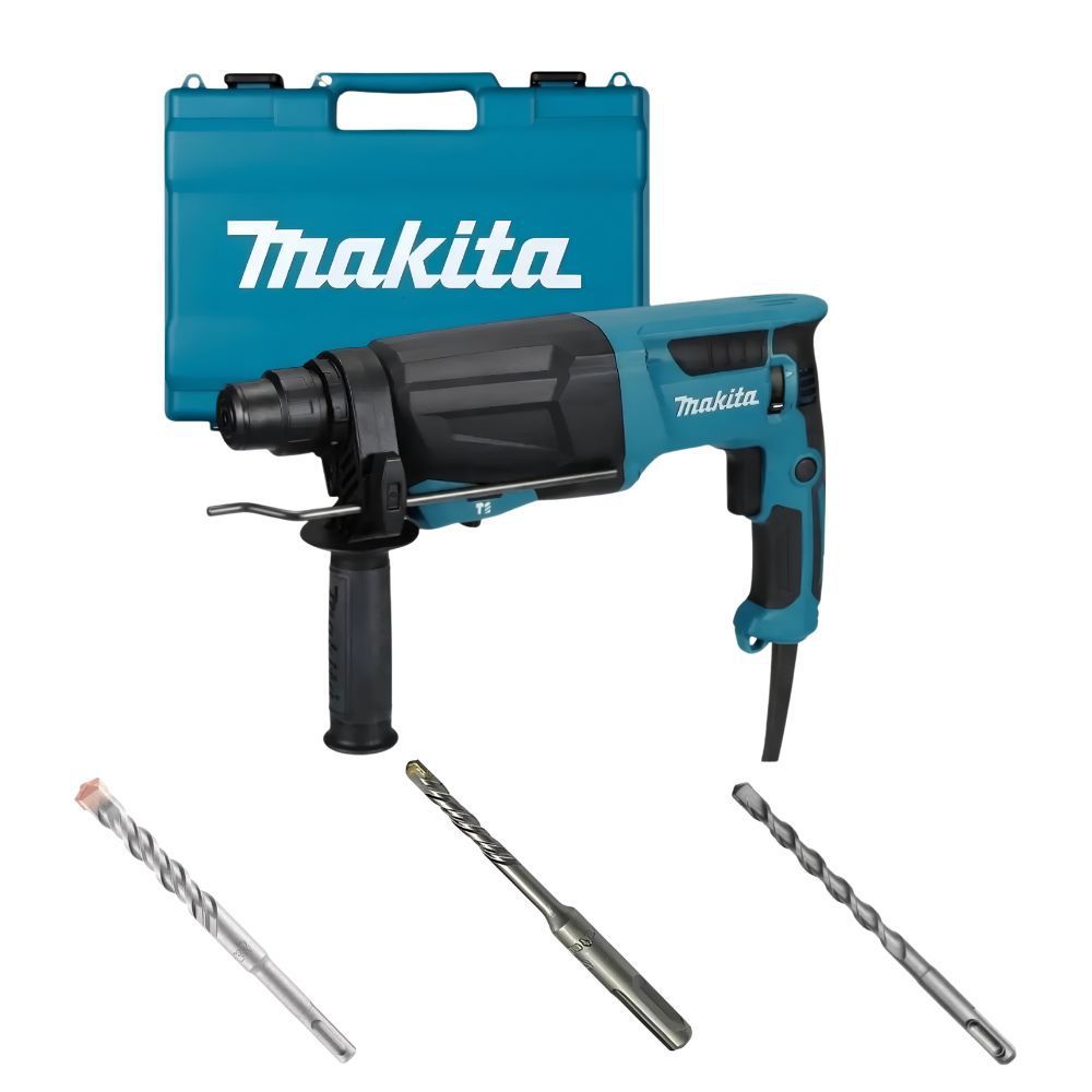 Martelete Rompedor Plus 800W HR2670 Com Kit 3 Brocas SDS Plus MAKITA