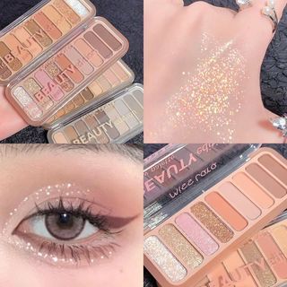 Maquiagem leve diária sem rosto de alto valor!Paleta de sombras de nove cores Multiuso Blush Contouring All-