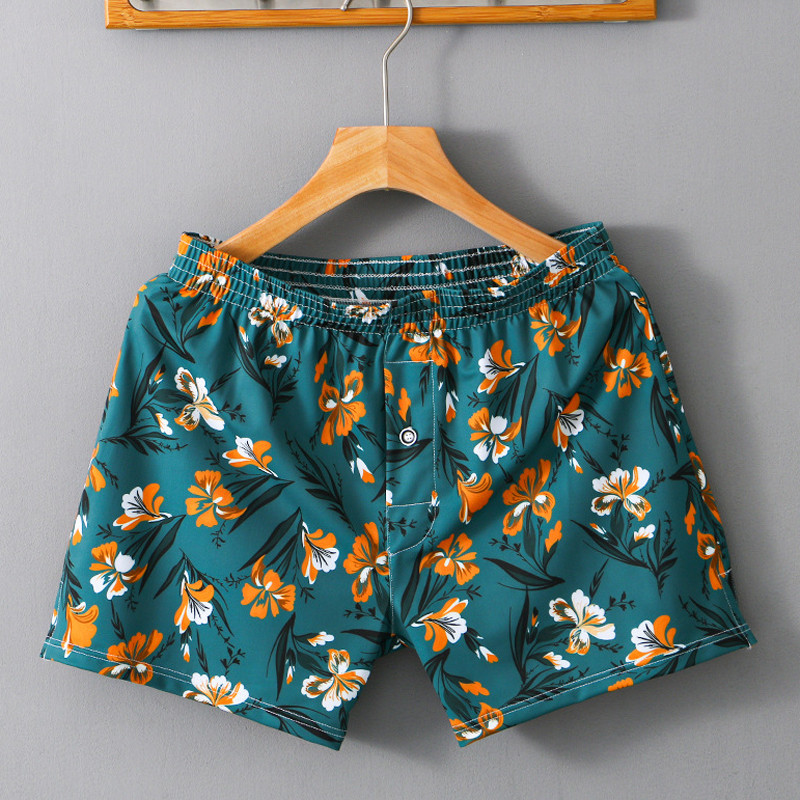 Roupa interior masculina seta calças verão estilo fino gelo seda solta casa calças de pijama de secagem rápida Shorts Bo
