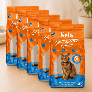 Fardo 5 Areias Fina Sanitária Kets Gatissimo Higiênica Granulado Para Gatos Premium 20kg