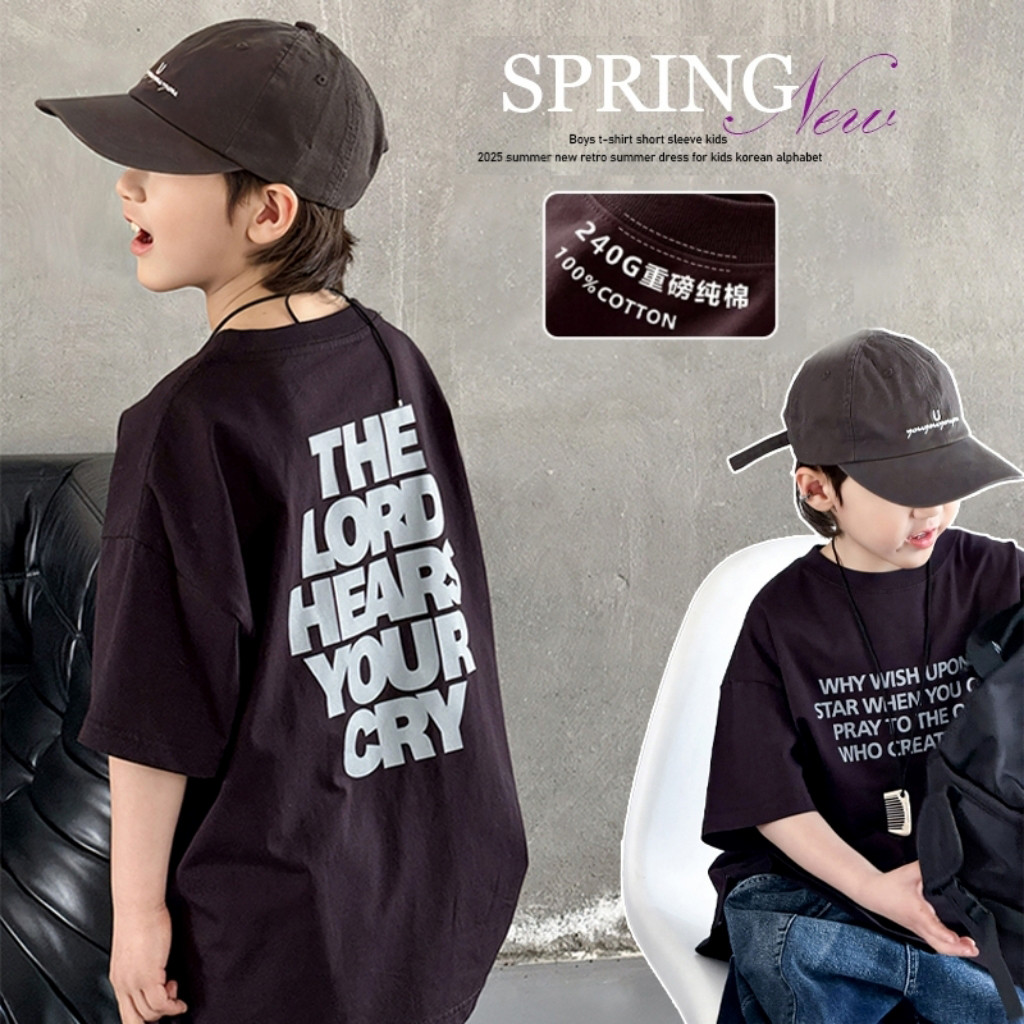 Camiseta meninos de manga curta verão luz fina algodão topo 2026 novo estilo médio grande crianças moda versão coreana v