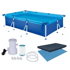Piscina Retangular 3700 Litros Estruturada Premium Capa Forro e Filtro 2200L 127v Mor