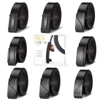 Cinto Masculino UNFN Novo em Couro Genuíno com Fivela Automática para Calças de Negócios, Cinto Minimalista de Alta Qual