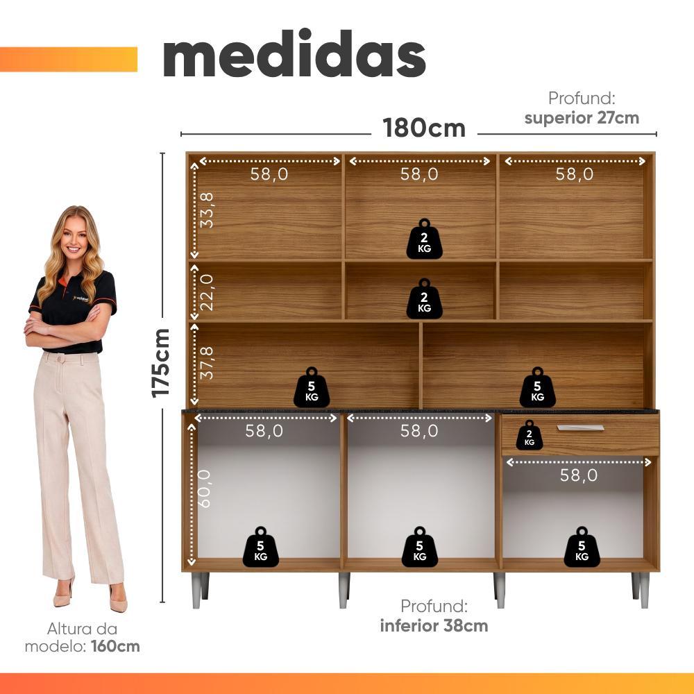 Armário de Cozinha Completa 12 Portas 1 Gaveta Bia · foto 2