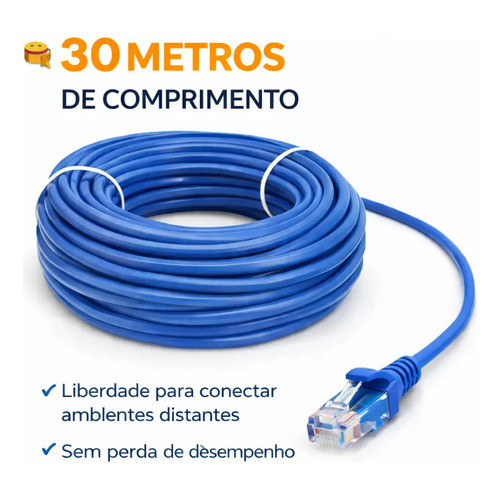Cabo De Rede Cat5e 30 Metros Internet Rj45 Alta Velocidade