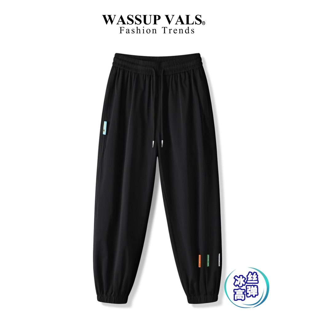 WASSUP VALS Calças de seda gelada masculinas verão estilo fino de secagem rápida calças esportivas soltas calças casuais