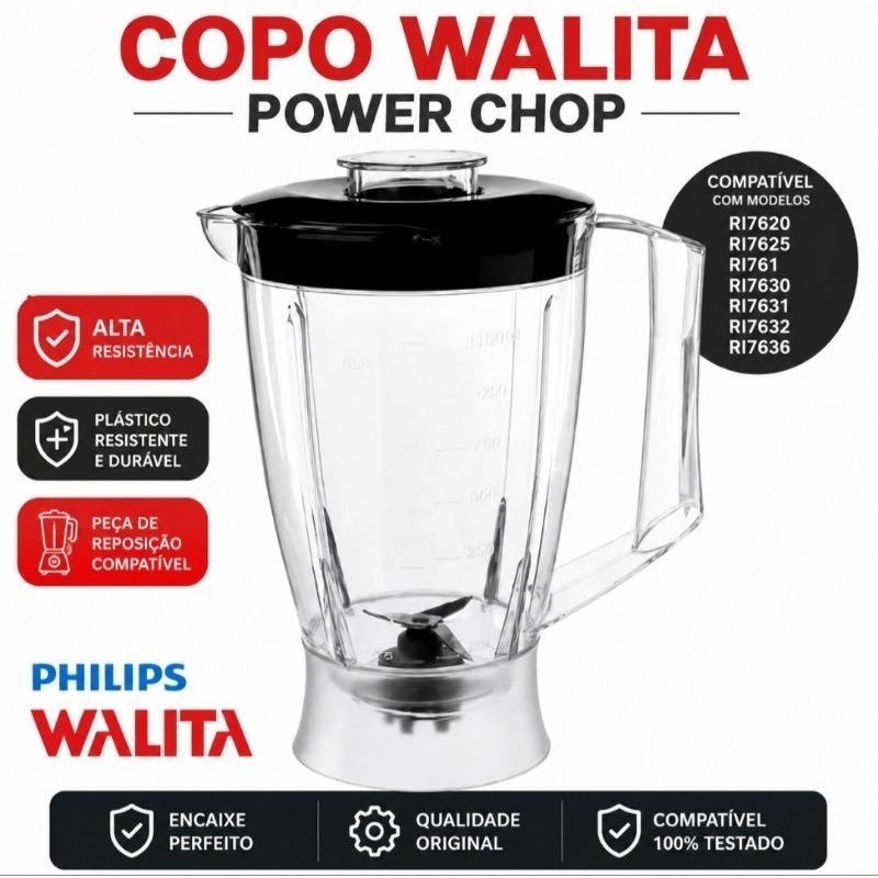 Copo Multiprocessador Walita RI Compatível Alta Resistência Liquidfiicador Jarra Alta Qualidade