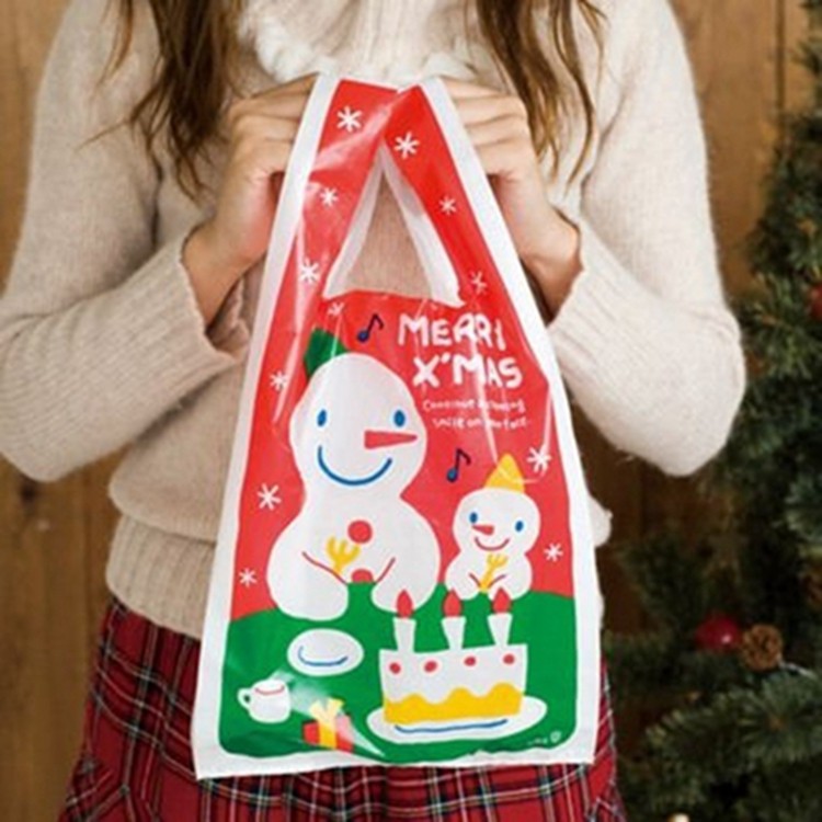 Oferta especial de natal 50 peças preço bonito natal pequeno boneco de neve saco de embalagem de presente saco de colete