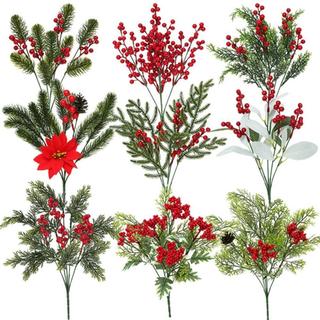 Ramos De Pinheiro De Natal , Baga Vermelha DIY Grinalda Simulação Frutas Vermelhas , Decoração De Cena Planta Artificial
