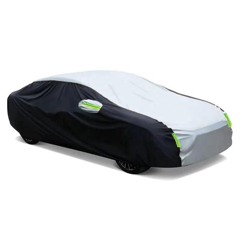 Capa De Carro Exterior Cor Dupla Guarda-Sol Universal Proteção À Prova De Poeira Com Tiras Reflexivas Para Hatchback Sed