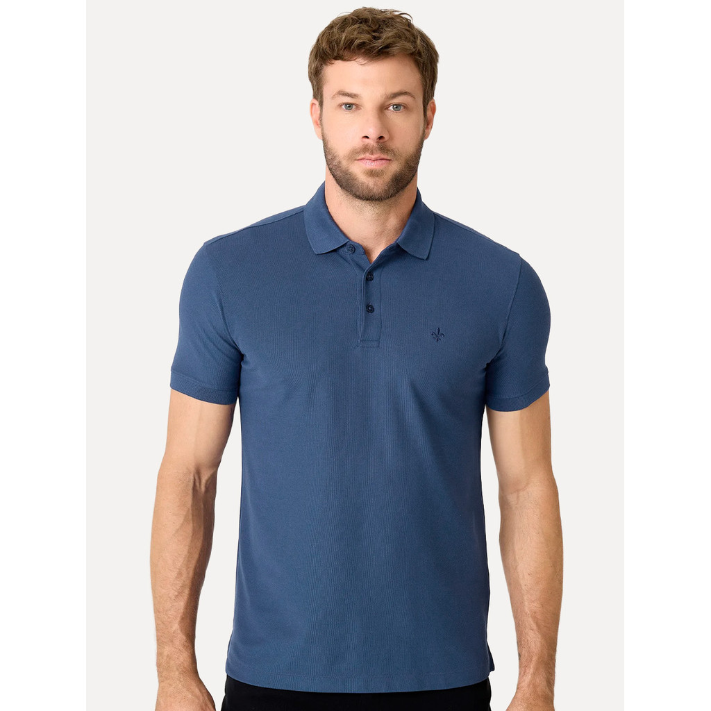 Polo Dudalina Masculina Piquet Essential Color Azul