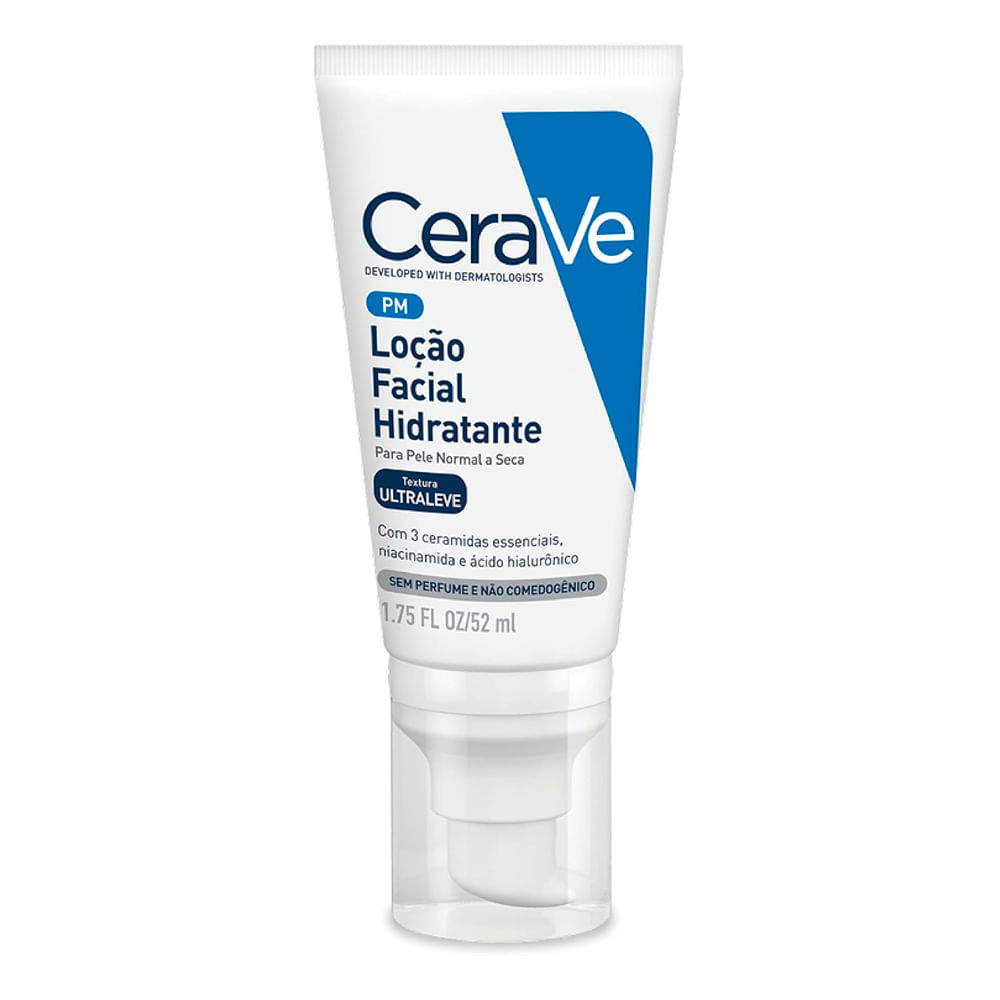 CeraVe Loção Facial Hidratante PM Ultraleve Pele Normal a Seca Sem Perfume 52ml