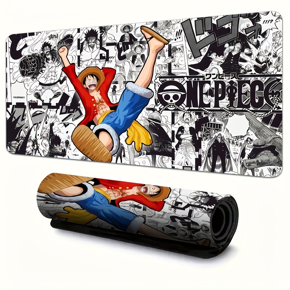 Mouse Pad Gamer Longo One Piece Estilo Mangá Preto Branco, Mouse Pad Antiderrapante para Teclado e Mouse