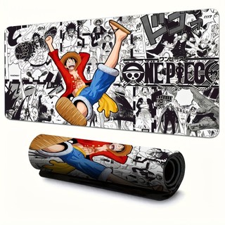 Mouse Pad Gamer Longo One Piece Estilo Mangá Preto Branco, Mouse Pad Antiderrapante para Teclado e Mouse
