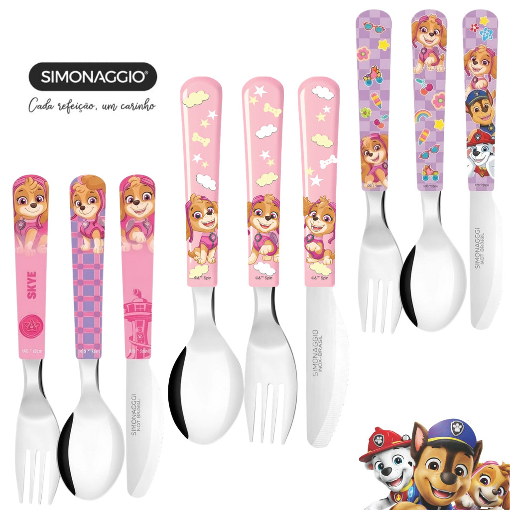 Talher Infantil C/3 Peças Patrulha Canina Skye Desenhos