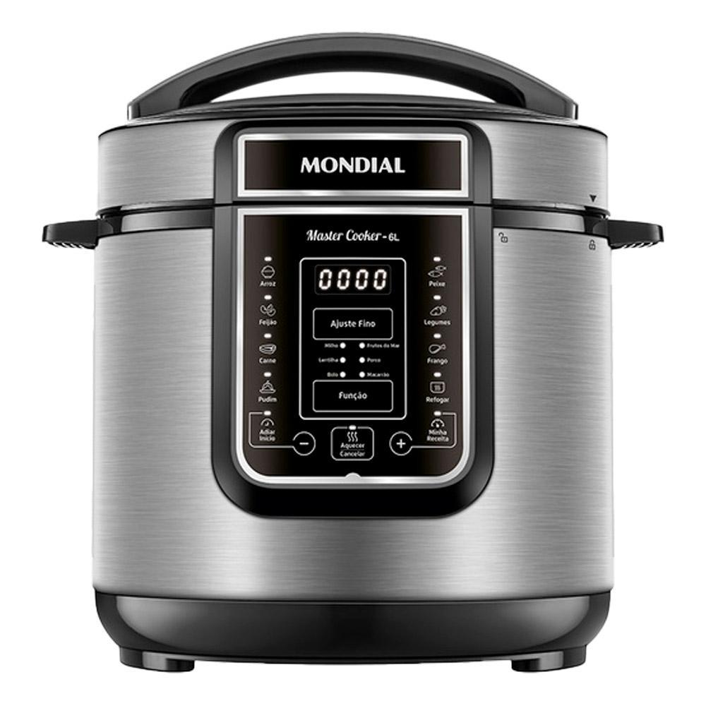 Imagem Panela de Pressão Elétrica 6L Mondial Master Cooker PE60 Preta Inox 127V