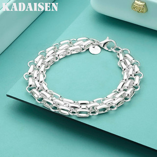 Elegante pulseira de corrente, com um design de anéis entrelaçados, adequada para homens e mulheres, feita em prata de l
