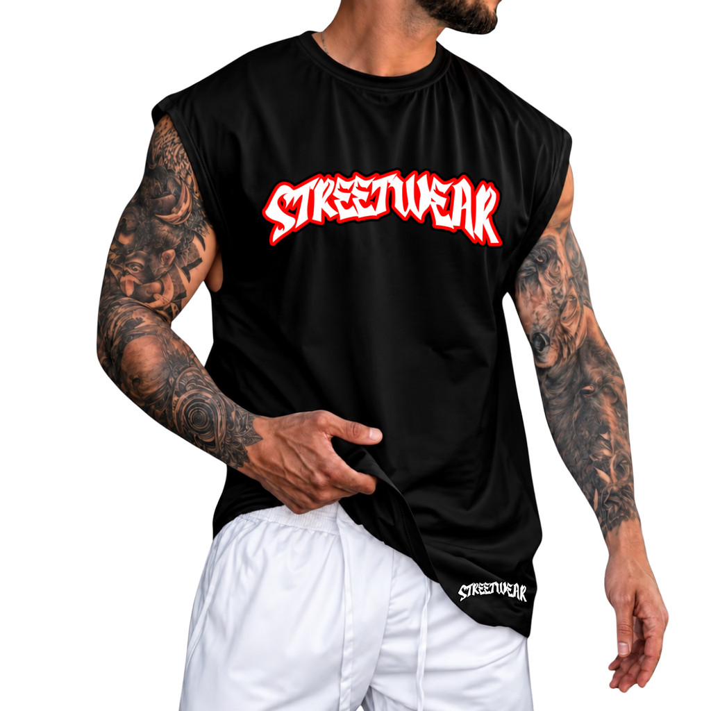 Regata Machão Oversized 100% Algodão Camiseta Cavada Musculação Streetwear Treino Praia Academia