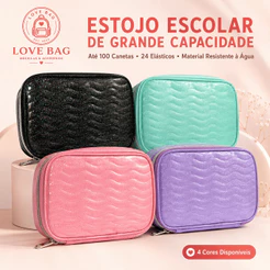 Estojo Universitário Grande Vários Modelos 36 Elásticos Capacidade Para 100 Pens