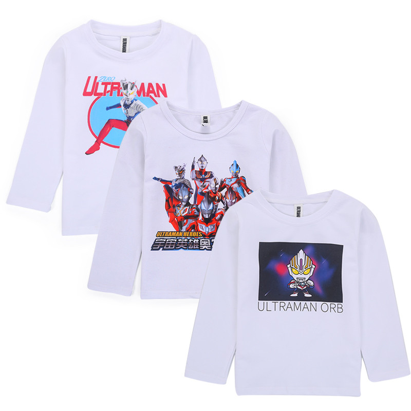 Ultraman roupas meninos puro algodão camiseta crianças meninos bonito crianças primavera outono Bottoming topos Spiderma